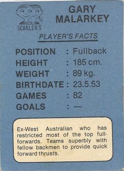 1981 Scanlens VFL #3 Gary Malarkey Back